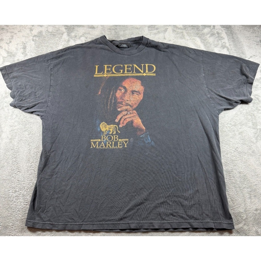 Vintage Y2K Bob Marley Legend T Shirt Mens‎ 3X Zion Rootswear Faded Black Reggae